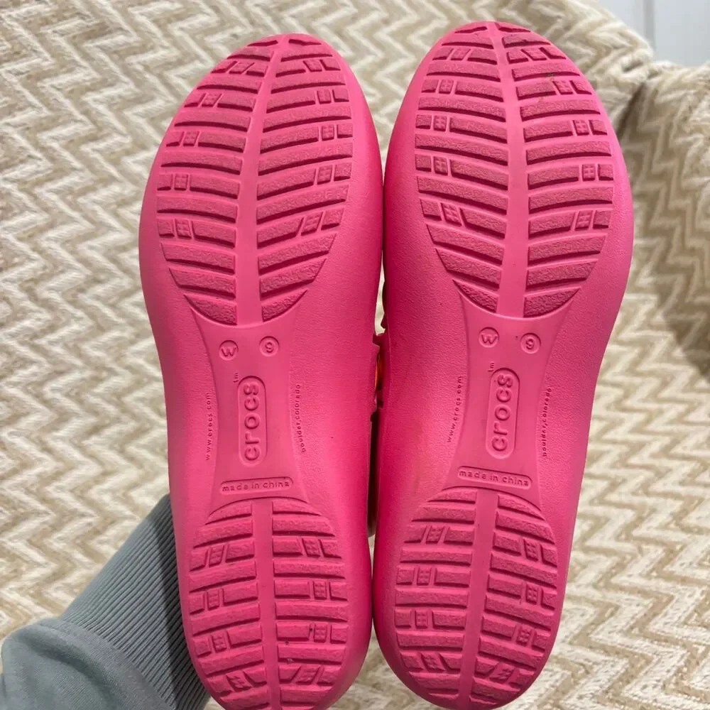 CROCS Womens Springi Bungee Pink Orange Slingback Ballet Flats - Picture 6 of 8